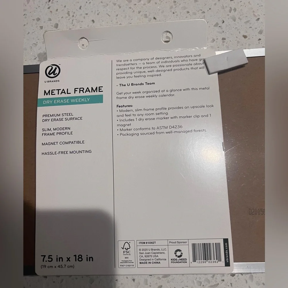 MEMO Board weekly Silver Metal Frame cork & notes 7.5” x 18” NEW Organizer